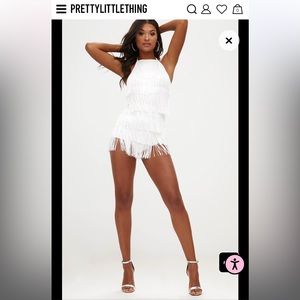 NEVER WORN Pretty Little Thing White Tassel Romper US Size 2 - BACHELORETTE